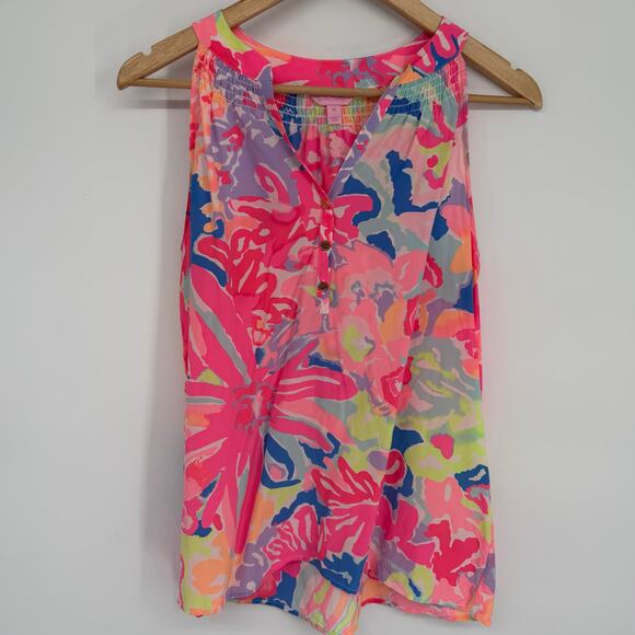 Lilly Pulitzer Tops - AALilly Pulitzer Top Women’s Medium Bailey Multi Playa Hermosa Sleeveless Silk
